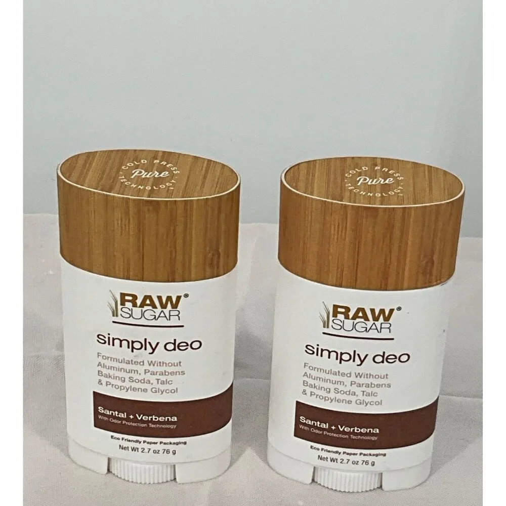 Raw Sugar‎ Set/2 Simply Deo Santal Verbena Aluminum-Free Deodorant 2.7 Oz Each